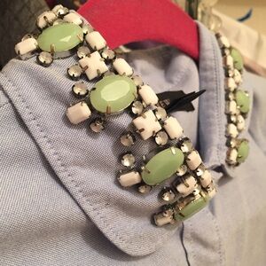 J. Crew Light Blue Button-Down Shirt with Beaded Collar